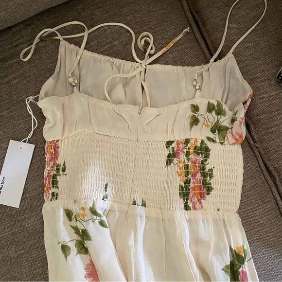 Reformation Bran floral Marcona smocked waist cream midi dress - Picture 7 of 8